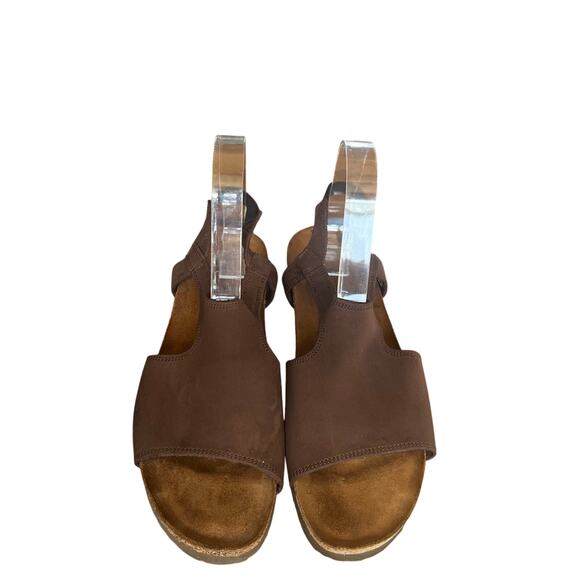 Naot Womens Brown Nubuck Leather Slingback Wedge Sandal Size 11 US 42 EU Comfort - Picture 1 of 10